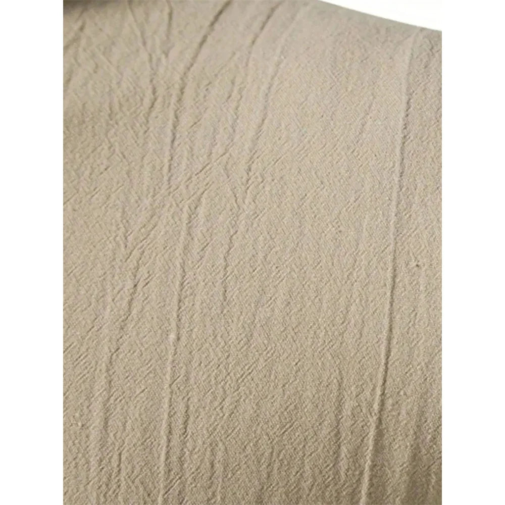 Noxwear - Men's Retro Shirt Short Sleeve Cotton Linen Lightweight Breathable Solid Color Fashion Tops Pirate V-neck Male Stylish Shirs