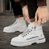 Noxwear - Winter Mens Warm Ankle Boots Fashion Versatile White Leather Shoes Outdoor Non-slip Sneakers for Man Motocycle Snows Boots Botas