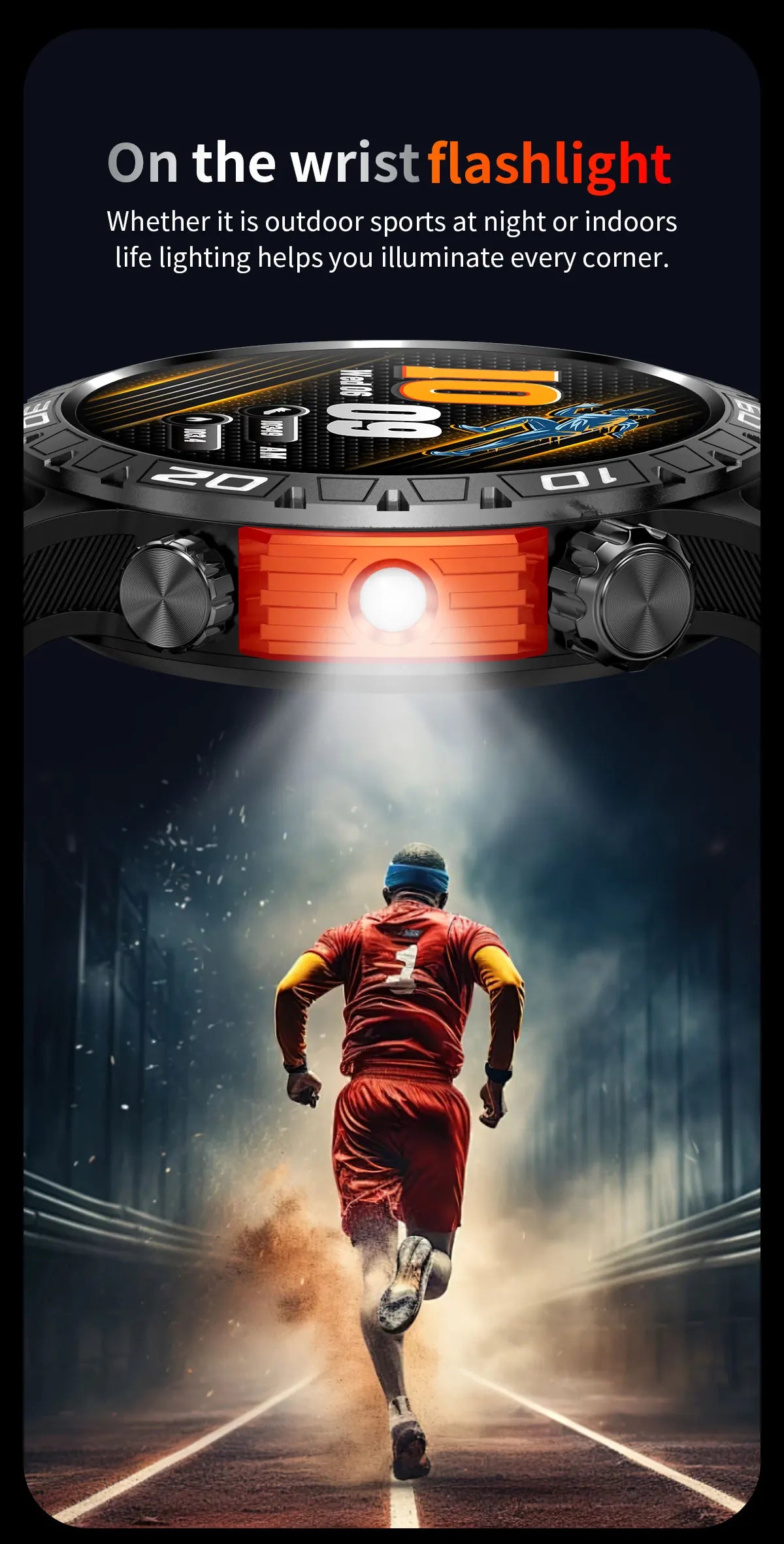 Noxwear - LIGE GPS Smart Watch Men LED Flashlight Compass Waterproof Bluetooth Call Health Watches Voice Assistant Military Smartwatch Men