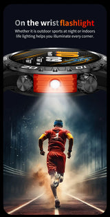 Noxwear - LIGE GPS Smart Watch Men LED Flashlight Compass Waterproof Bluetooth Call Health Watches Voice Assistant Military Smartwatch Men