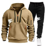 Noxwear-New men's autumn and winter suit zipper hoodie + trousers suit casual men's sportswear warm suit