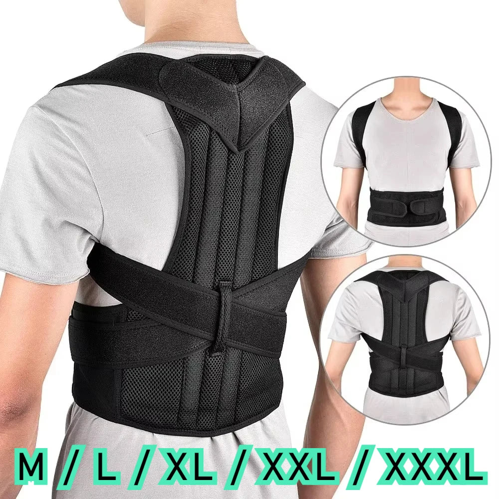 Noxwear - Reinforced Belt Lumbar Column Posture Corrector Vest  Adjustable Back Support Strap Shoulder Spine Brace Neck Stretcher Trainer