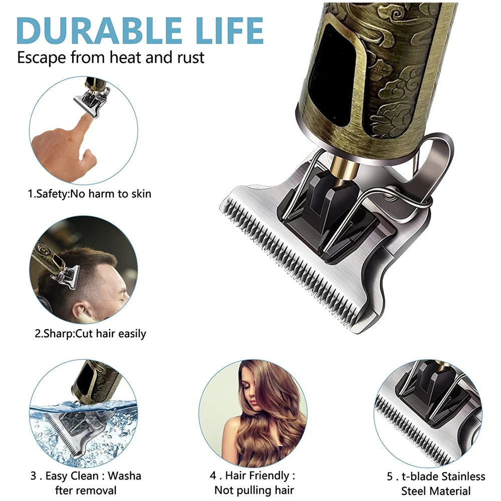 Noxwear - T9 LCD Electric Hairdresser Oil Shaving Head Electric Pusher Carving