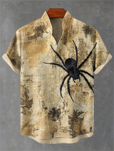Noxwear - Men's linen short sleeved shirt, loose top, animal print, fashionable trend, outdoor street, casual and comfortable