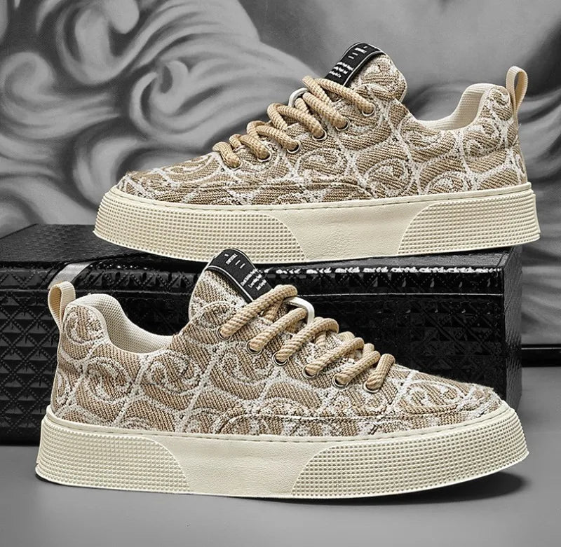 Noxwear - Men's Graffiti Prints Canvas Sneakers 2024 Spring Autumn Breathable Fashion Vulcanize Shoes Outdoor Lace Up Men Casual Shoes