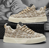 Noxwear - Men's Graffiti Prints Canvas Sneakers 2024 Spring Autumn Breathable Fashion Vulcanize Shoes Outdoor Lace Up Men Casual Shoes