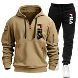 Noxwear-Two sets of 2025 new fashionable men's sportswear, a zippered hooded sweatshirt and sweatpants, for casual fitness and jogging