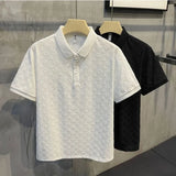 Noxwear - Summer New Men's Lop-up Hollow Short-sleeved Polo Tee Shirt Ice Silk Breathable Business Fashion T-Shirt Male Brand Clothes