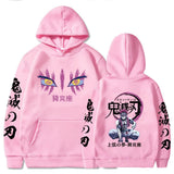 Noxwear-Japanese Anime Demon Slayer Hoodies for Men Akaza Manga Graphic Streetwear Pullover Hoody Long Sleeve Fleece Hooded Sweatshirt