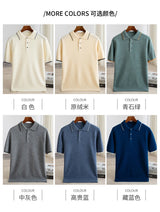 Noxwear - 100% Merino wool men's lapel short sleeved sweater T-shirt new knitted casual business men's pullover sweater wool T-shirt summe