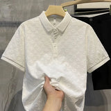 Noxwear - Summer New Men's Lop-up Hollow Short-sleeved Polo Tee Shirt Ice Silk Breathable Business Fashion T-Shirt Male Brand Clothes
