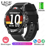 Noxwear - LIGE GPS Smart Watch Men LED Flashlight Compass Waterproof Bluetooth Call Health Watches Voice Assistant Military Smartwatch Men