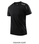 Noxwear - CHRLCK Men's Running Quick Drying T-shirts Breathable Hiking Fishing Tees Soft Elasticity Outdoor Sports Short Shirt Summer