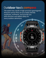 Noxwear - LIGE GPS Smart Watch Men LED Flashlight Compass Waterproof Bluetooth Call Health Watches Voice Assistant Military Smartwatch Men