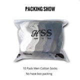 Noxwear - HSS 5/10 Pairs Men's Cotton Blend Socks Black Business Men Socks Soft Breathable Summer Winter for Male Socks Plus Size (6.5-14)
