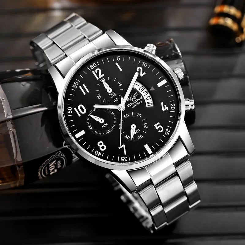 Noxwear - 1PC Men's Luxury Watch Fashion Business Calendar Men's Steel Belt Watch
