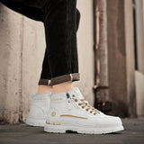 Noxwear - Winter Mens Warm Ankle Boots Fashion Versatile White Leather Shoes Outdoor Non-slip Sneakers for Man Motocycle Snows Boots Botas