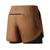 Noxwear - Men's Running Shorts Quick-drying Fitness Black Double Layer Shorts Men New Sport Workout Training Bodybuilding Short Pants