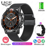 Noxwear - LIGE GPS Smart Watch Men LED Flashlight Compass Waterproof Bluetooth Call Health Watches Voice Assistant Military Smartwatch Men