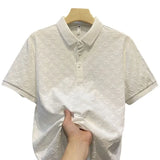 Noxwear - Summer New Men's Lop-up Hollow Short-sleeved Polo Tee Shirt Ice Silk Breathable Business Fashion T-Shirt Male Brand Clothes