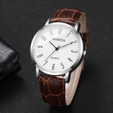 Noxwear - 3PCS/Set Fashio Arabic Dial Men Business Watches Casual Leather Strap Quartz Wristwatches Reloj Hombre（Without Box）