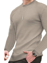 Noxwear - Men's coat fashion small check Waffle youth round neck jacquard check hoodie