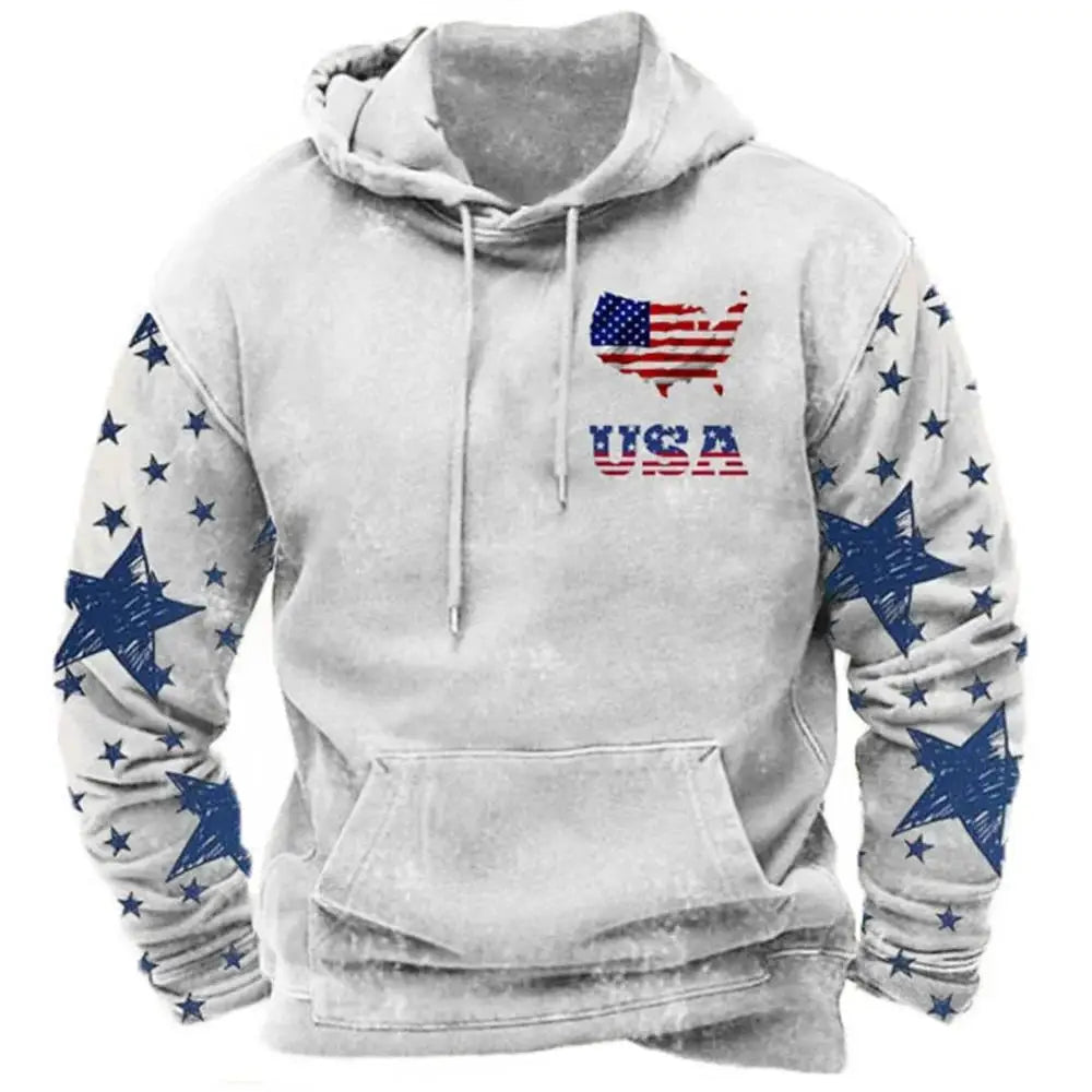 Noxwear - Fashion US Flag Print Hoodies For Men Hip Hop Trend Harajuku Vintage Clothes Spring and Autumn New in Sweatshirts Oversized Tops