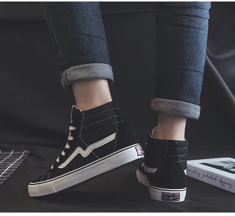 Noxwear - Spring New Shoes for Men Women Canvas Casual Shoes High Tops Flat Skateboard Vulcanized Shoes Lovers Cool Lace-up Sneaker
