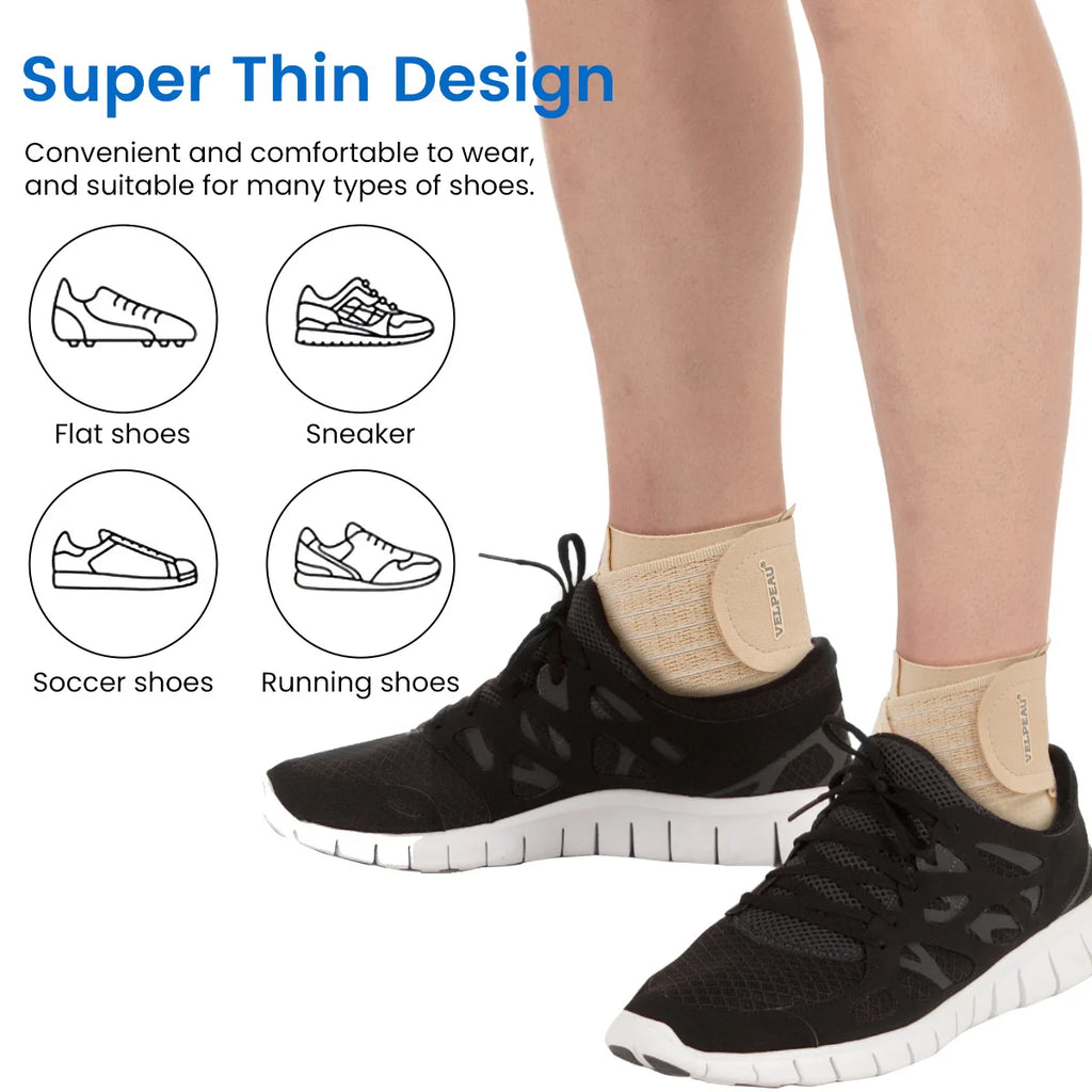 Noxwear - VELPEAU Ankle Compression Sleeve for Achilles Tendinitis and Plantar Fasciitis, Adjustable Ankle Support Universal for Both Feet