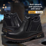 Noxwear - Steel toe cap boots waterproof non-slip work shoes for men women anti smash anti puncture leather construction site safety shoes