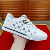 Noxwear - European New Shoes for Men Genuine Leather Casual Shoes Trend Print Flats Skateboard Shoes Youth Street Sneakers