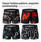 Noxwear - 4/10piece Men's European And American Size Printed Fashionable Underwear Comfortable Plus Size Boxer Shorts Casual Sports Shorts