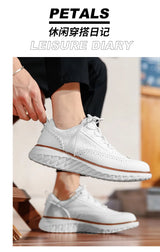 Noxwear - New Shoes for Men Leather Casual Shoes Fashion Breathable Brogues Sport Shoes Street Cool Chunky Sneakers