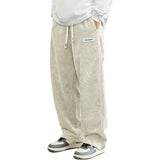 Noxwear - New Mens Corduroy Casual Pants Fashion Loose Fit Baggy Pants Straight Sweatpants Elastic Waist Drawstring Outdoor Streetwear