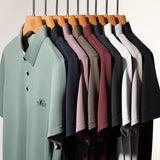 Noxwear - New Men's Business Casual Short Sleeved Shirt with Badge Solid Color Polo Shirt Fashionable Breathable Comfortable Versatile Top