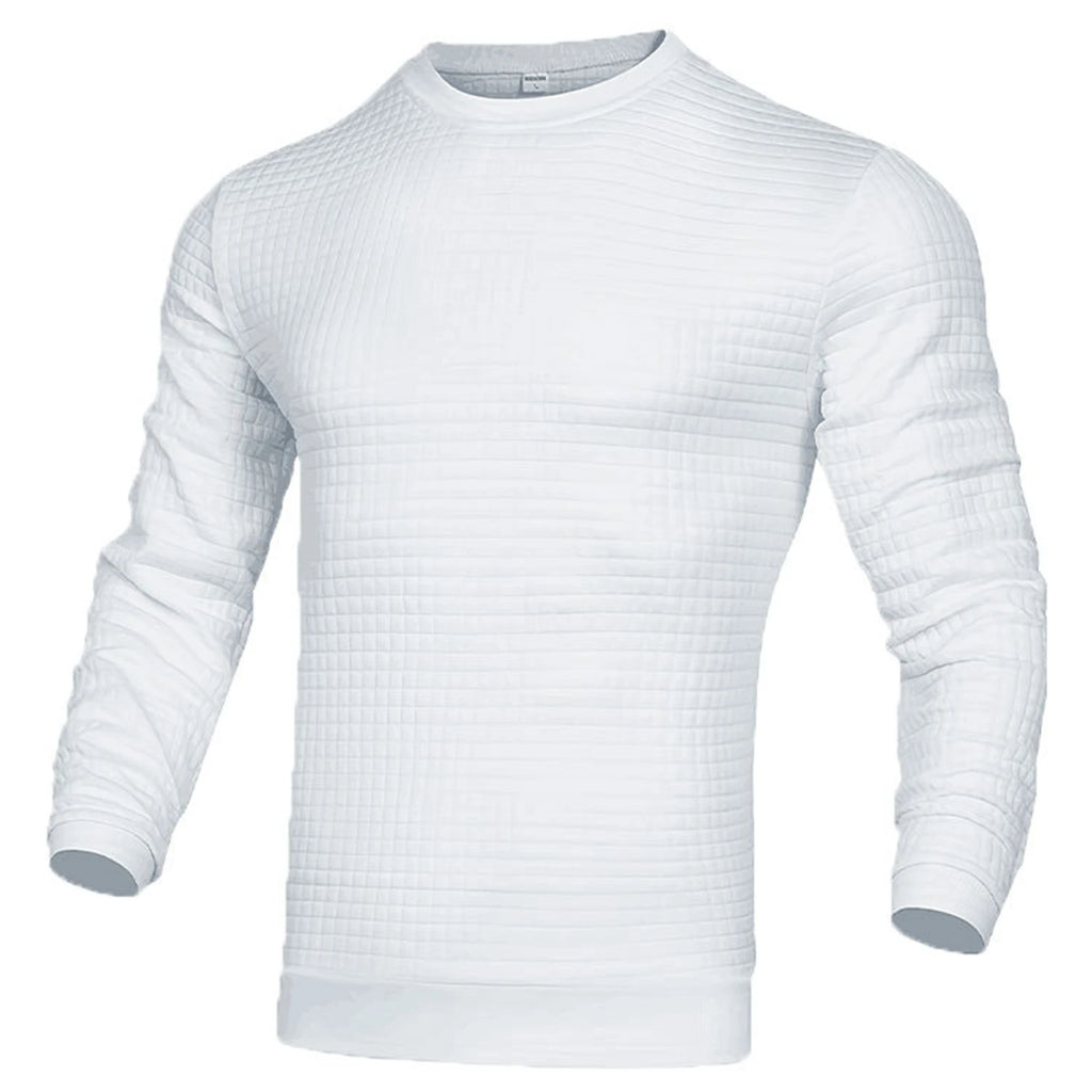 Noxwear - Men's coat fashion small check Waffle youth round neck jacquard check hoodie