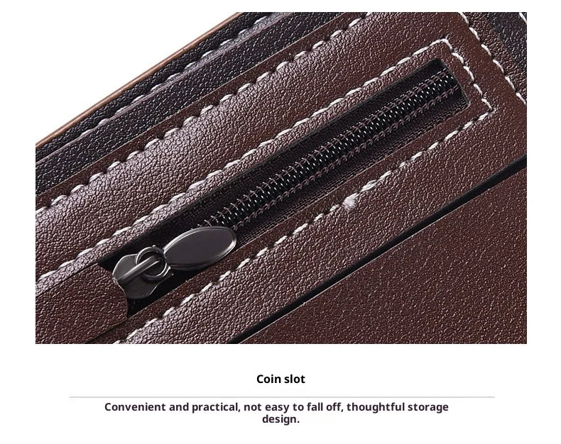 Noxwear - New Style Multi Card Slot Leather Wallet for Men Hand Woven Fashion Simple Ultra Thin Coin Purse