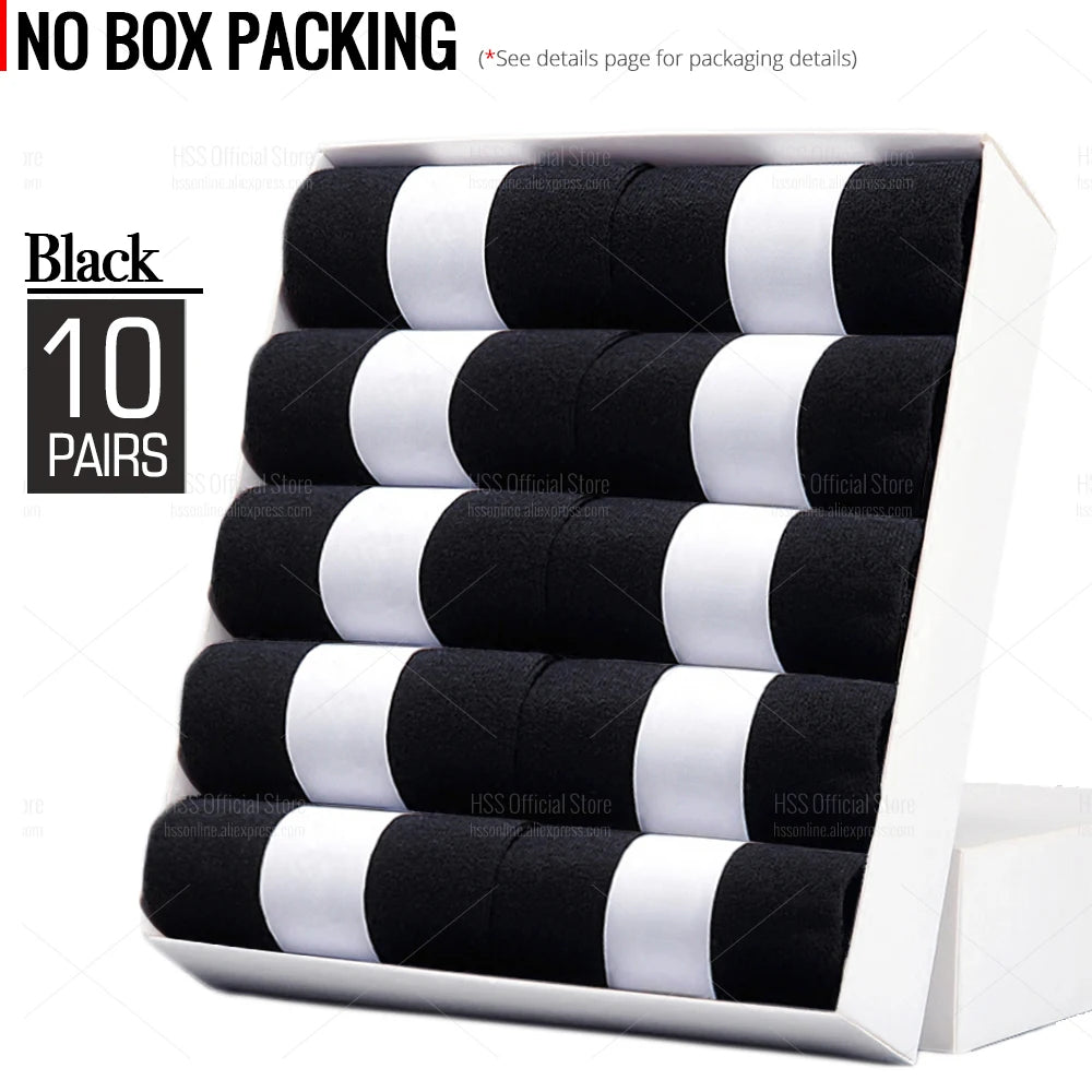 Noxwear - HSS 5/10 Pairs Men's Cotton Blend Socks Black Business Men Socks Soft Breathable Summer Winter for Male Socks Plus Size (6.5-14)
