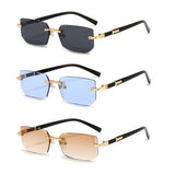 Noxwear - Rimless Sunglasses Rectangle Fashion Popular Women Men Shades Small Square Sun Glasses For Female Male Summer Traveling Oculos