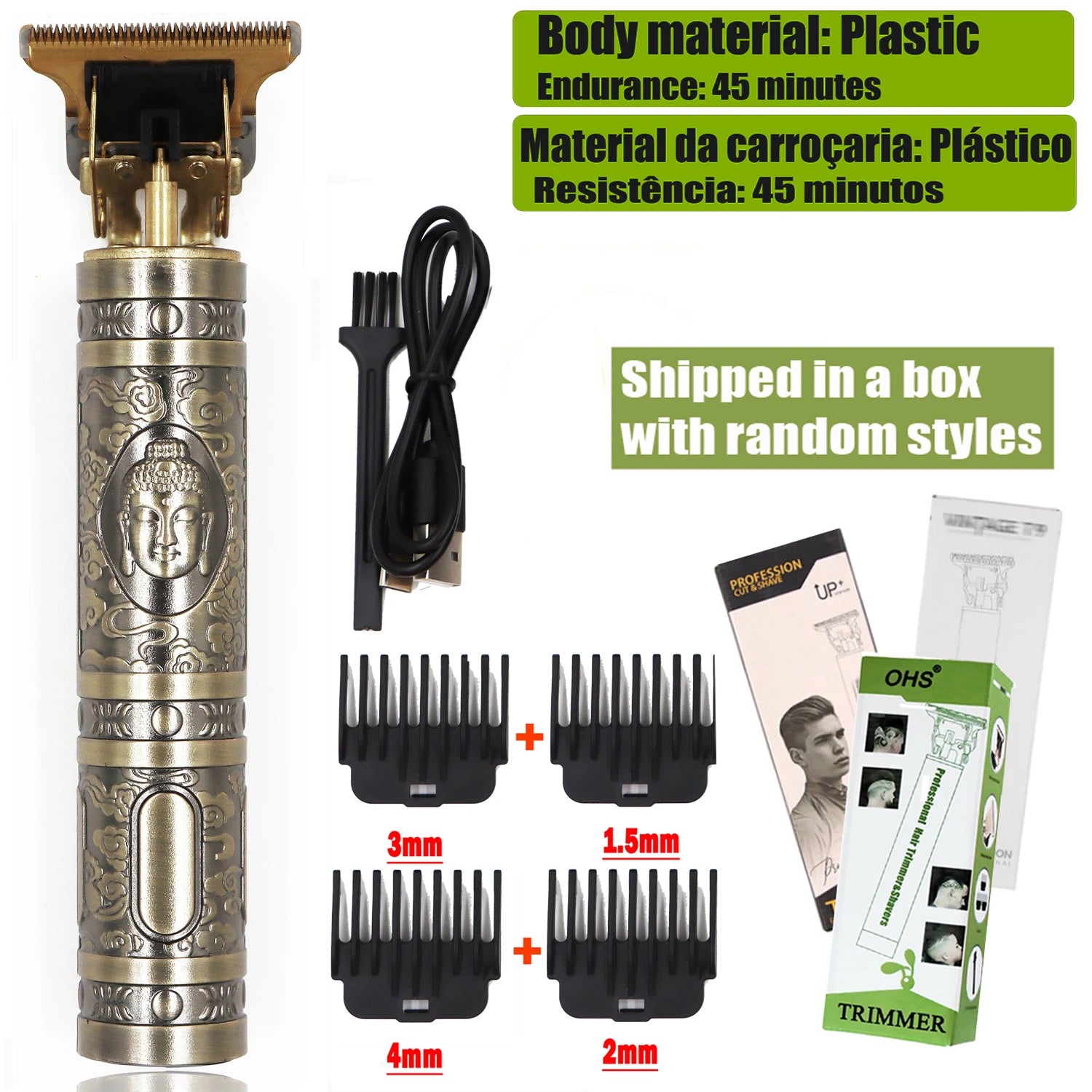 Noxwear - Vintage T9 Hair Clipper Beard Shaving Body Hair Trimmer Clippers Electric Men Haircut Machine 0mm Barber Shaver