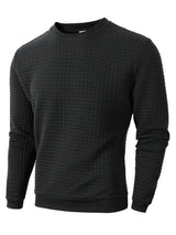 Noxwear - Autumn Men's Crew Neck Pullover Solid Color Casual Jacquard Check Sweatshirt Long Sleeve Warm Slim Sweaters Knitted Streetwear