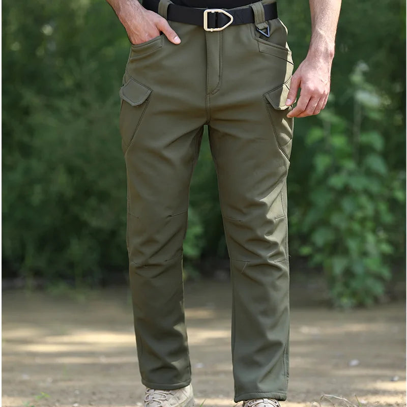 Noxwear - Men's Winter Pants Water Resistant Fleece Lined Snowboard Ski Softshell Tactical Pants with Multi-Pockets Outdoor Work Pants