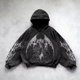 Noxwear - 6xl Retro Gothic Evil Angel Print Hip Hop Hoodie for Men Y2k Punk Casual Loose Pullover Women Streetwear Sweatshirt Hoodies