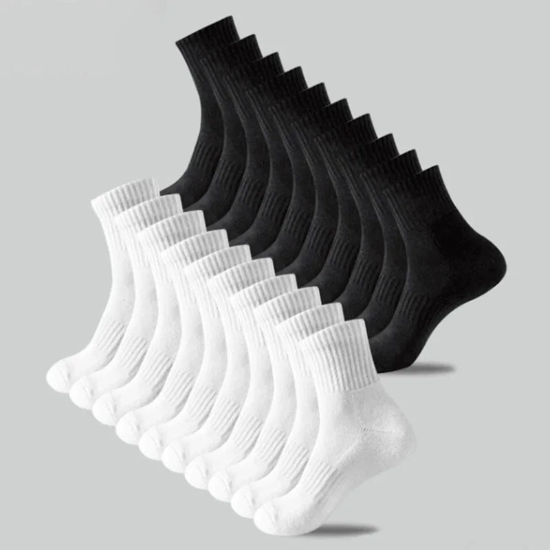 Noxwear - 5/10/20 Pairs Neutral Solid Color Round Neck Socks Spring Autumn Sweat Absorbing Breathable Comfortable All-season Sports Socks