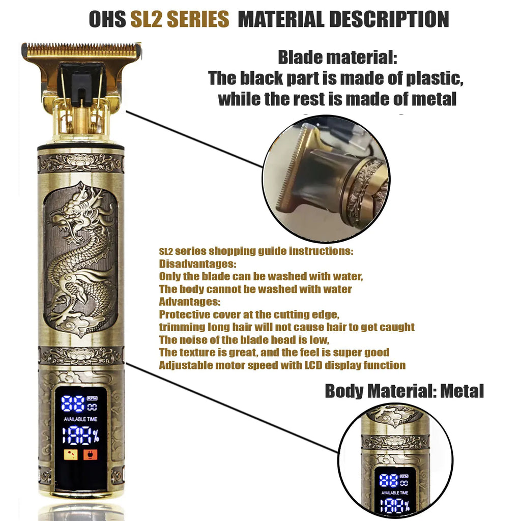 Noxwear - T9 Hair Clipper Repair Beard Shaving Body Hair Trimmer Clippers Electric Machine Men Haircut Machine 0mm Barber Shaver
