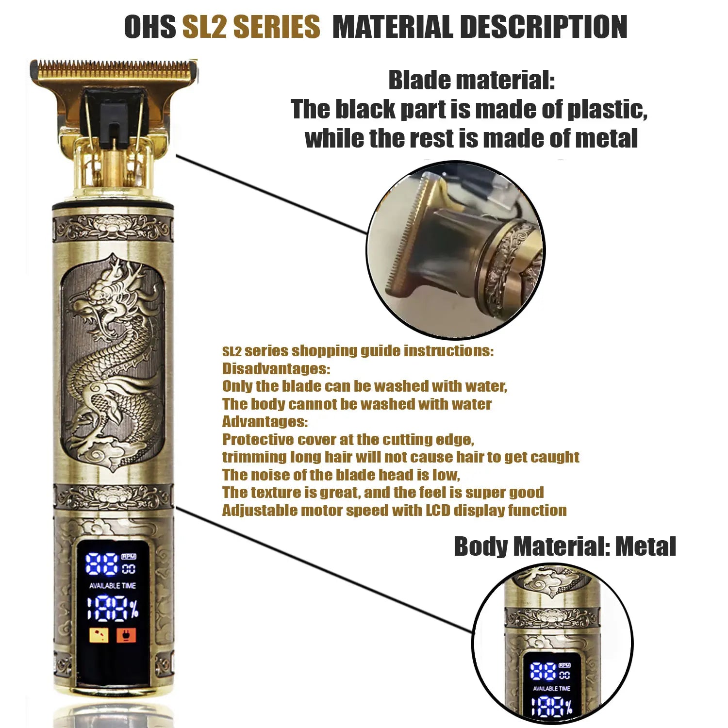 Noxwear - T9 Hair Clipper Repair Beard Shaving Body Hair Trimmer Clippers Electric Machine Men Haircut Machine 0mm Barber Shaver