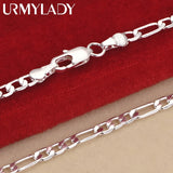 Noxwear - Noble new arrive 925 sterling silver 4MM chain for men Women Bracelet Necklace jewelry set lady Christma gifts charms wedding