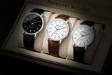 Noxwear - 3PCS/Set Fashio Arabic Dial Men Business Watches Casual Leather Strap Quartz Wristwatches Reloj Hombre（Without Box）