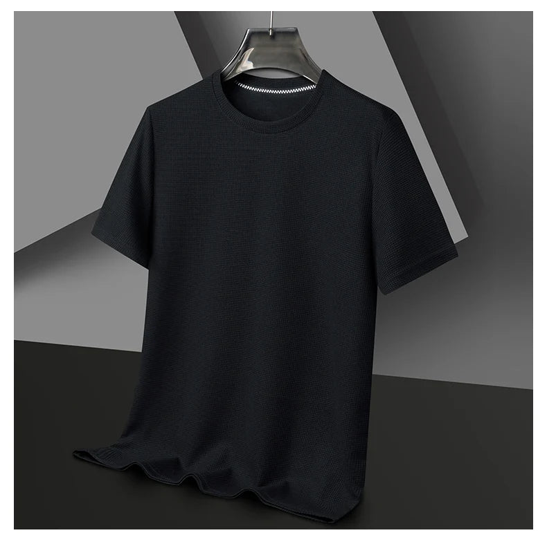 Noxwear - New Summer Waffle Round Neck Short Sleeved T-shirt for Men's Short Sleeved Top