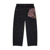 Noxwear - Y2K Baggy jeans Cherry Blossom Selvedge Embroidery Denim Pants men women denim fabric American Hiphop Streetwear Wide Leg Jeans